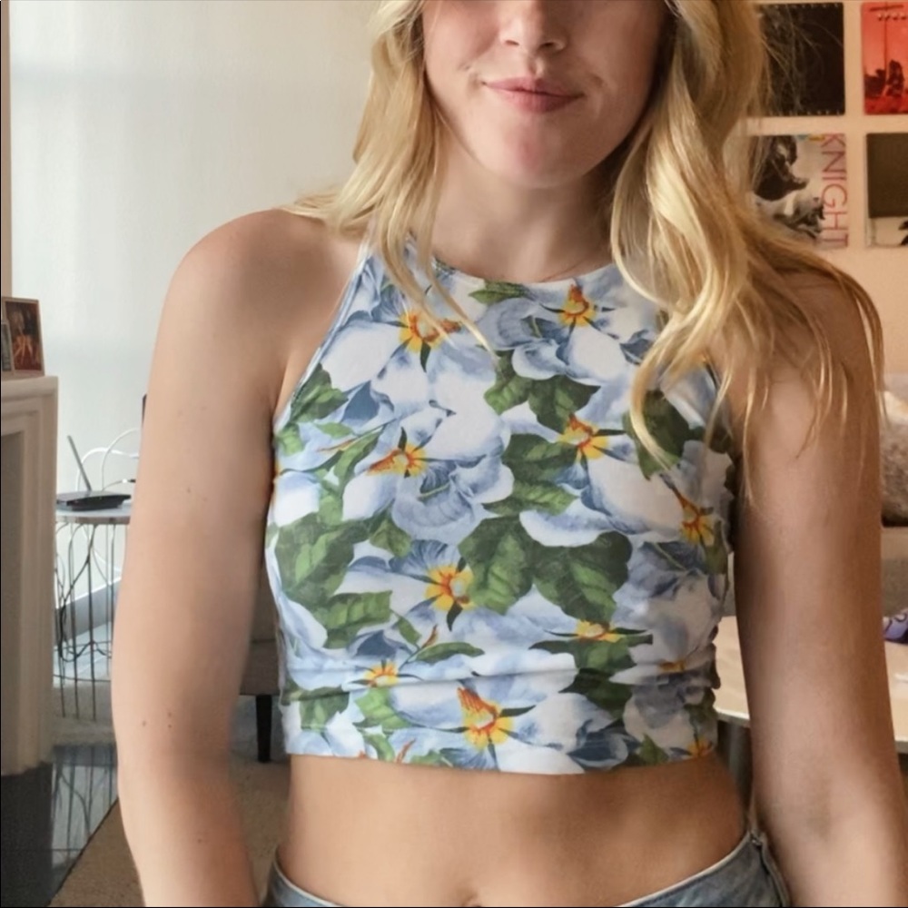 American Apparel Floral Tropical Crop Top